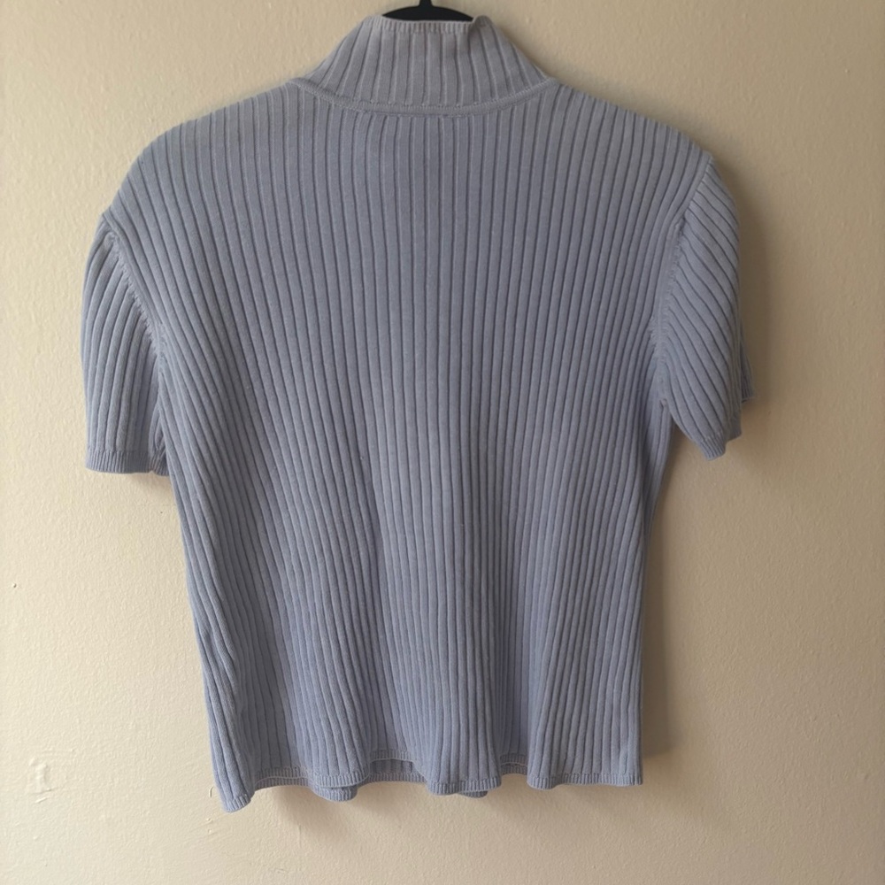 Talbots Soft Blue Ribbed Knit Top - Picture 3 of 7